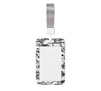 Black and White Skulls Pattern Id Badge Holder with Detachable Neck Strap, Waterproof Vertical Name Card Holders, for Nurse Students Teachers Staff