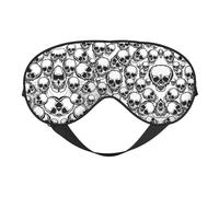 Black and White Skulls Pattern Night Mask Soft Reversible Eye Cover Adjustable Strap Light Blocking Comfortable Rest
