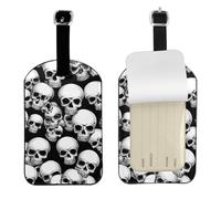 Black and White Skulls Pattern Print Bag Tags Stylish Luggage Tag 4.3 x 2.76 Inch Essential Travel Accessory Suitcases