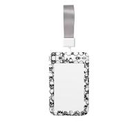 Black and White Skulls Pattern Print Id Card Holder,Badge Holder with Lanyard,Work Pass Protector for Office Staff School Nurse