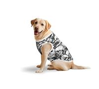 Black And White Skulls Pattern Printed Dog Shirt Vest, Stretchy Pet T-Shirts Soft Cotton Sleeveless Vests Breathable Clothes For Large Dogs (3xl-5xl)