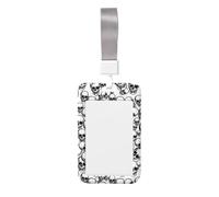 Black and White Skulls Pattern Printed Id Badge Holder with Neck Strap Vertical Waterproof Name Card Holder for Office School