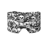 Black and White Skulls Pattern Printed Slumber Eye Shield, Reversible Sleep Gear, Light Blocking Headwrap, for Travel Comfort