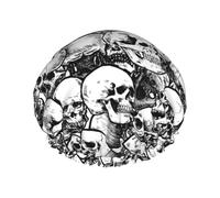 Black And White Skulls Pattern Shower Caps Women Reusable Large Shower Cap Men Quickdry Care Hair Long Short Kids Bath