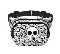 Black and White Skulls Print Stylish and Practical Waist Bag,Adjustable,Perfect for Travel,and Outdoor Activities