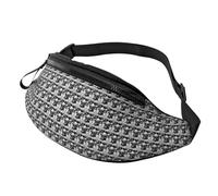 Black and White Skulls Print Waist Bag Lightweight Travel Unisex Pack for Hiking Cycling Running Everyday Use