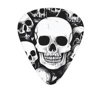 Black and white skulls Printed Guitar Picks 12-Piece Set - Comfortable, Versatile Plectrum for All Guitar Styles & Players