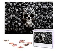 Black and White Skulls Puzzles 1000 Pieces Personalized Jigsaw Puzzles with Storage Bag Photos Puzzle for Photos Challenging Picture Puzzle for Family Home Decor Jigsaw (29.5" x 19.7")