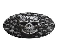 Black and White Skulls Round Area Rug Non Slip Backing Doormat Water Absorbent Plush Throw Low-Pile Non-Slip Floor Mat Carpet for Living Room Bedroom Entryway Nursery Room 90 * 90cm