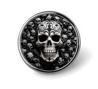 Black And White Skulls Round Lapel Pins Backpack Pin Cute Brooch Decoration Brooches for Women Men Fashion Button Badges for Hat Backpacks Purses Jackets Shirt Suit