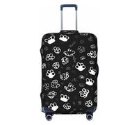 Black and White Small Gray Paw Elastic Travel Luggage Cover Suitcase Protector, Print Suitcase Baggage Cover Anti-Scratch