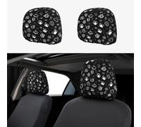 Black And White Small Gray Paw Head Rest Cover Car Accessories, 2 Pcs Car Seat Headrest Cover, Washable Headrest Protector Universal Fit To All Car Suvs Truck Van Vehicles Auto