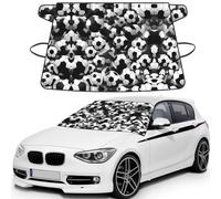Black And White Soccer Ball Pattern Print Automotive Windshield Frost Cover Protector For Winter Use, Ice Snow Protector Covers For Car