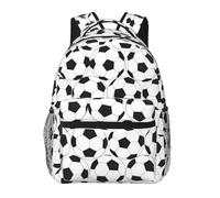 Black And White Soccer Ball Pattern Print Casual Daily Bookbag, 20 * 29 * 40cm Durable Basic Backpack For Travel And Vacation Classics Daypack
