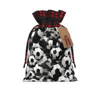 Black and White Soccer Ball Pattern print Christmas Drawstring gift Bags Gift Pouch Candy Pouch fun Wedding Bags 30 x 21 cm