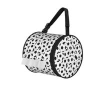 Black And White Soccer Ball Pattern Print Cylinder Tissue Organizer Bag With Strap, Portable Toilet Roll Holder For Camping Car