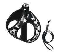 Black And White Soccer Ball Pattern Print Dog Harness Leash Set Reflective Pet Harness Puppy Vest Suitable Dogs Cats Small Breeds