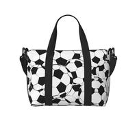 Black and White Soccer Ball Pattern Print Foldable Travel Duffel Bags, Sports Gym Bag Outdoor Weekend Bag Crossbody Bag for Air, Travel Holdall, Fitness, Short Breaks for Women Men