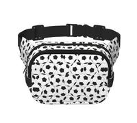 Black and White Soccer Ball Pattern Print Men Women Square Double Layer Waist Bag Outdoor Hiking Running Everyday Wear