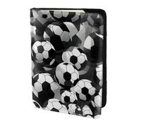 Black and White Soccer Ball Pattern Print Passport Holder for Travel,Wallet Case RFID Blocking Leather Card Slot Protector