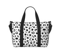 Black and White Soccer Ball Pattern Print Waterproof Travel Tote Bag,Carry On Weekender Duffle for Gym Overnight
