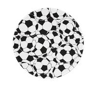 Black and White Soccer Ball Pattern Printed Gaming Mouse Pad 4 PCS, Round Non-Slip Rubber Base Laptop Mousepad Desk Mat for Gamer, Office, Home