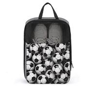 Black And White Soccer Ball Pattern Shoe Bag Travel Shoe Organizer Water-Resistant Shoe Pouch with Zipper Sneaker Dust Bag, gray, One Size, Modern