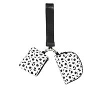 Black and White Soccer Ball Pattern Wristlet Keychain Wallet Pouch with Strap Double Zipper Small Coin Purse Portable Wrist Bag for Travel Gym Daily Use