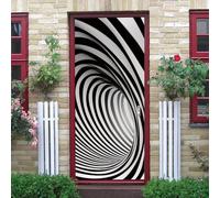 Black And White Spiral Tunnel Door Stickers For Children Room, Interior Doors 3D Waterproof Bedrooms Bathroom Toilet Home Decoration Decal Deco Vinyl Art Decor 80 X 200 Cm - Door Wallpaper D -8E2O4M4T
