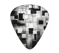 Black and white square 12 Pack Guitar Picks Plectrums with Organizer Storage Box, ABS Material Picks for Acoustic & Electric Guitar, 3 Thickness Options
