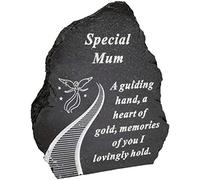 Black And White Stairway To Heaven Special Mum Tribute Detail Rock Memorial Grave Plaque