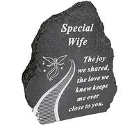 Black And White Stairway To Heaven Special Wife Tribute Detail Rock Memorial Grave Plaque