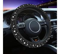 Black and White Star Moon Steering Wheel Covers Non Slip Neoprene Steering Wheel Protector Cover Universal 15 Inch for Men Women