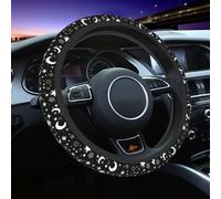 Black and White Star Moon Steering Wheel Covers Non Slip Neoprene Steering Wheel Protector Cover Universal 15 Inch for Men Women