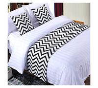 Black And White Stripe Bedspread Decor Polyester Bed Runner Throw Home Hotel Bedroom Bedding Protector Bed Tail Towel (Color : Color1, Size : 50X210CM)