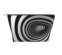 Black and White Stripe Prints Trapezoid Makeup Bag Travel Cosmetic Organizer with Foam Padding for Gym, Office, and Weekend Trips