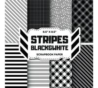 Black And White Stripe Scrapbook Paper Collection: Decorative Double-Sided Striped Craft Papers for Junk Journals, Wrapping, Card Making & Mixed Media Projects