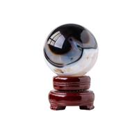 Black and White Striped Agate Crystal Ball raw Stone Polished Home Desktop Feng Shui Ornaments,70mm