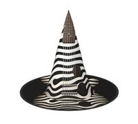 Black and white striped electric guitar Halloween Witches Hats Witch Headbands Wizard Hat Costume Accessories Cosplay for Party Masquerade Foldable 2 PCS