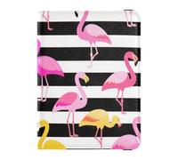 Black and White Striped Flamingo Leather Passport Holder Cover Wallet for travel Travel Documents Organizer Protector Passport Case for men Ultra Slim, Black and white striped flamingo, One Size