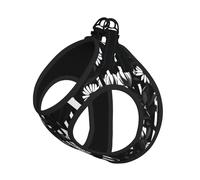 Black And White Striped Flowers Print Dog Harness Leash Set Reflective Pet Harness Puppy Vest Suitable Dogs Cats Small Breeds