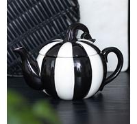 Something Different Strange & Unusual Striped Pumpkin Teapot (One Size) (Black/White)