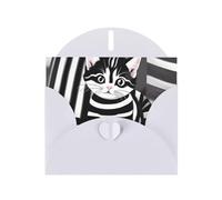 Black And White Striped Kitten Elegant Pearl Paper Holiday Greeting Card For Christmas, Blessing Cardï¼ŒBirthday, Valentine'S Day