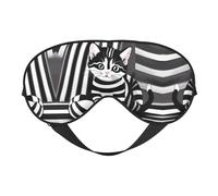 Black and White Striped Kitten Print Eye Mask for Comfortable Sleep â€“ Elastic Nighttime Shade, Perfect for Plane, Travel, and Meditation