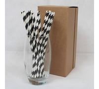 Black and White Striped Paper Straws 6mm x 200mm (8") - Pack Size 2,000 - Food Safe/PFAS Free/Biodegradable/Suitable for All Occasions