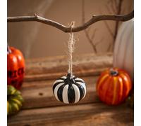 Black and White Striped Pumpkin Decoration