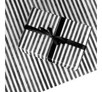 Black and White Striped Wrapping Paper - Halloween & Gothic Party Gift Wrap for Birthdays, Spooky Celebrations & Special Occasions - Monochrome - Made in the UK - 6 Sheets (50cmx70cm)