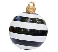 (Black And White Stripes) 1pc Giant Inflatable Christmas Ball Decoration - Outdoor/Indoor Party Decor, Heavy-Duty Plastic Holiday Ornament for Xmas, Hanukkah, Easter