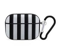 Black and-White Stripes AirPod Pro Case, Anti Scratch Hard PC Cover with Keychain, AirPod Pro 2nd/1st Case Accessories for Women Men, Black-Style