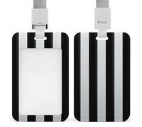 Black and White Stripes Badge Holder Hard Plastic Card Case Protector Pouch Name Key Card Holder Case for Office ID Credit Cards and Proximity Key Cards